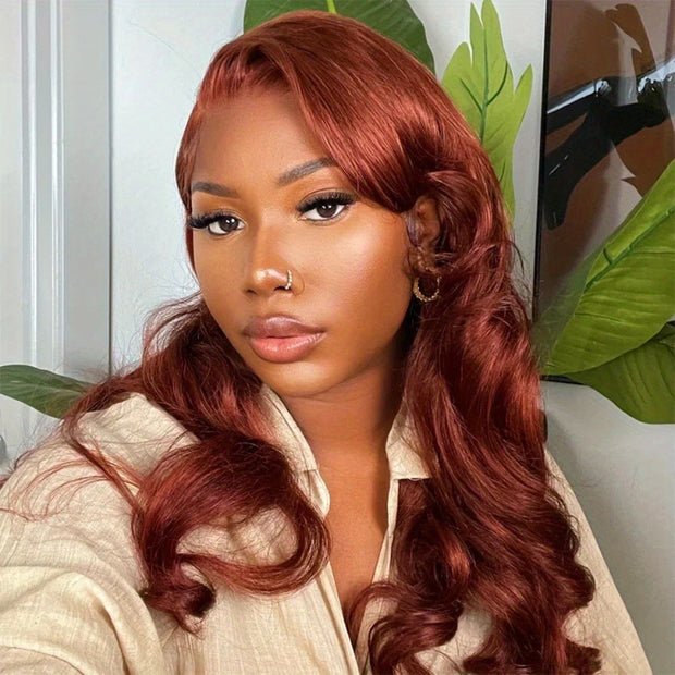 220% Density 8x5 HD Lace Glueless Wig 33# Reddish Brown Body Wave/Water Wave 10A Quality