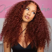 8x5 HD Lace Glueless Wig 33# Reddish Brown Water Wave 100% Human Hair Wig 10A Quality