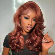 8x5 HD Lace Glueless Wig 33# Reddish Brown Water Wave 100% Human Hair Wig 10A Quality