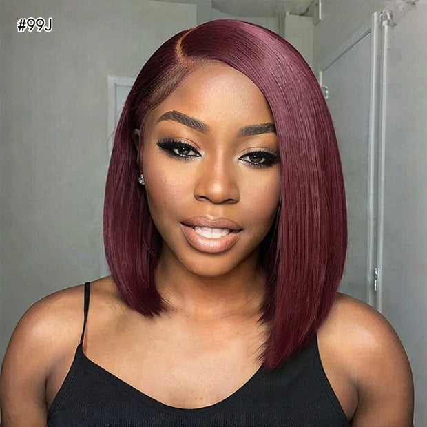 Short Straight Bob Wig HD Glueless 8×5 Pre-Cut Lace Wig Put On & Go Easy Install 180% Density