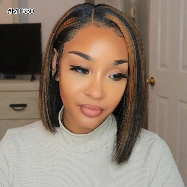 Short Straight Bob Wig HD Glueless 8×5 Pre-Cut Lace Wig Put On & Go Easy Install 180% Density