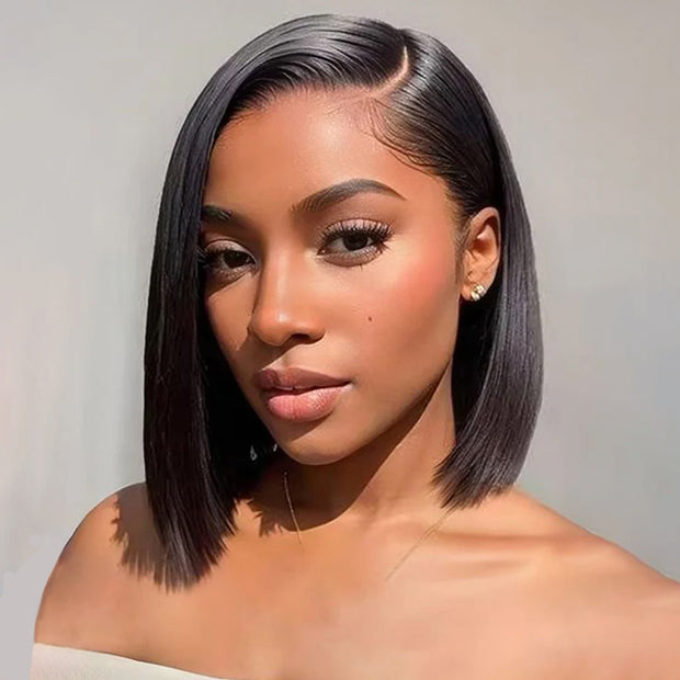 Short Straight Bob Wig HD Glueless 8×5 Pre-Cut Lace Wig Put On & Go Easy Install 180% Density