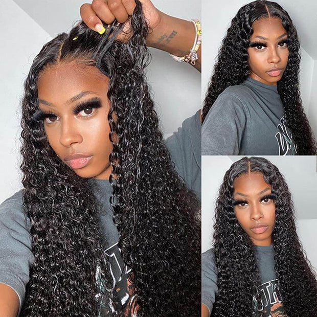 Curly Hair 4x4 HD Lace Closure Wig Pre Cut & Plucked & Bleached Put on go® Glueless Wig