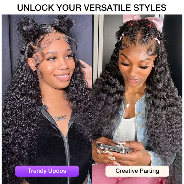 [2Wigs 220%] Deep Wave & Silky Straight Pre Bleached Pre Cut HD Lace Wear Go Glueless Wig