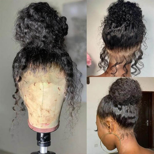 Deep Wave 360 Lace Frontal Wigs Pre Plucked HD Lace Human Hair Wigs For Women