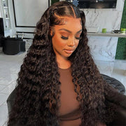 13x6 Full Frontal HD Lace Wig Water Wave Pre Bleached Knots Human Hair Wigs