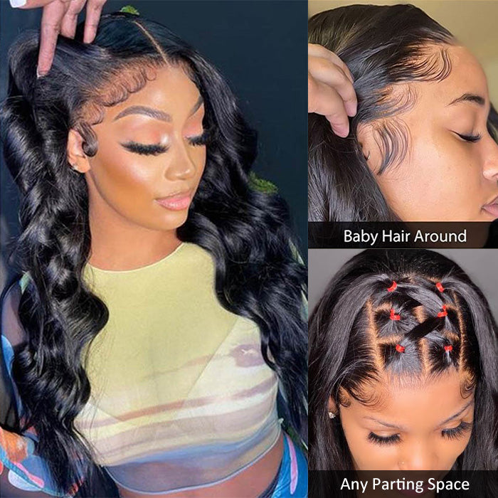 Body Wave 13*4 HD Transparent Lace Front Wigs 100% Human  display picture 2