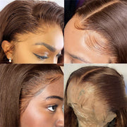 #4 Chocolate Brown 4x4/5x5 Invisible HD Lace Closure Human Hair Wigs With Pre Plucked Natural Hairline