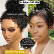 4C Curly Edges Hairline Glueless Curly Lace Front Human Hair Wig With Super Natural Hairline