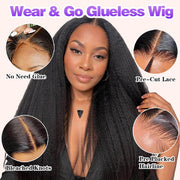 [2Wigs 26inch] Body Wave & Kinky Straight 3S Install 8x5 Closure HD Lace Glueless Wig