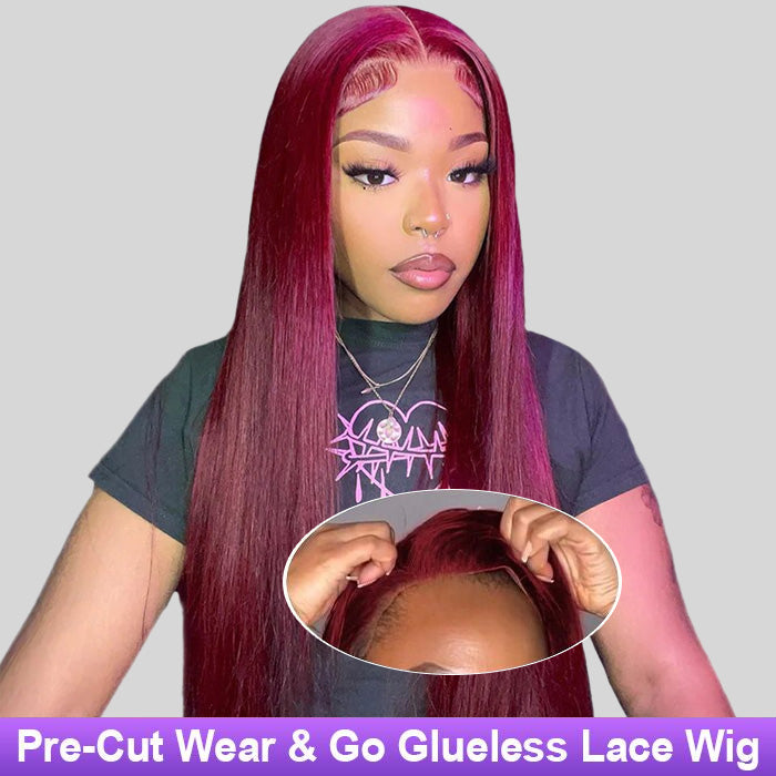 99j burgundy pre cut lace wig