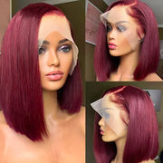 99j burgundy 13x4 short bob straight wig
