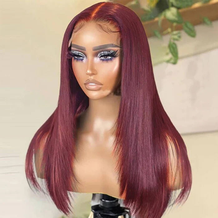 99j burgundy layered cut lace wigs