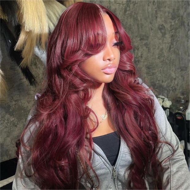 Curtain Bangs Loose Body Wave Wig Glueless 8x5 13x4 HD Lace Front Wigs 250% Density All Head Sizes Fit Cap