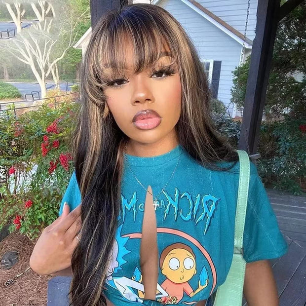 Pre All| Air Bangs Body Wave 8x5 HD Gluless Wig Pre Cut Pre Bleached Natural Human Hair Wigs 10A Quality