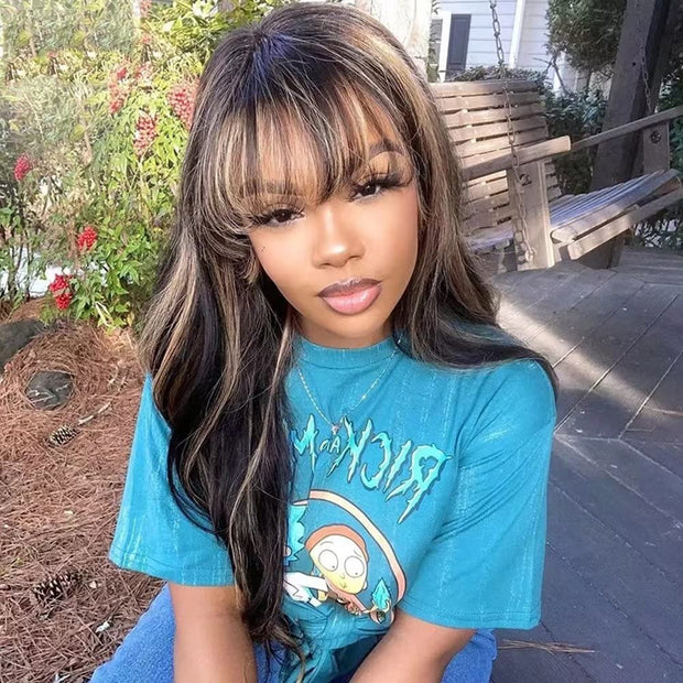 Pre All| Air Bangs Body Wave 8x5 HD Gluless Wig Pre Cut Pre Bleached Natural Human Hair Wigs 10A Quality