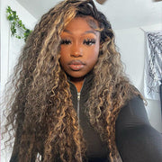 Blonde Highlight 8*5 Pre Cut HD Lace Closure Wigs Glueless Wear & Go Wig #P1B/27 Color
