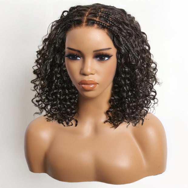Short Boho Braids Wig Drawstring 13x6 HD Full Lace Frontal Human Hair Wigs for Black Women