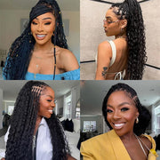 Invisi-String Full Lace Knotless Boho Curls Braided Long Wig Pre-Braid Lightweight Super Natural Scalp