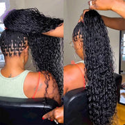 Invisi-String Full Lace Knotless Boho Curls Braided Long Wig Pre-Braid Lightweight Super Natural Scalp