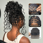 Invisi-String Full Lace Knotless Boho Curls Braided Long Wig Pre-Braid Lightweight Super Natural Scalp