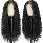 Invisi-String Full Lace Knotless Boho Curls Braided Long Wig Pre-Braid Lightweight Super Natural Scalp