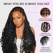 Invisi-String Full Lace Knotless Boho Curls Braided Long Wig Pre-Braid Lightweight Super Natural Scalp