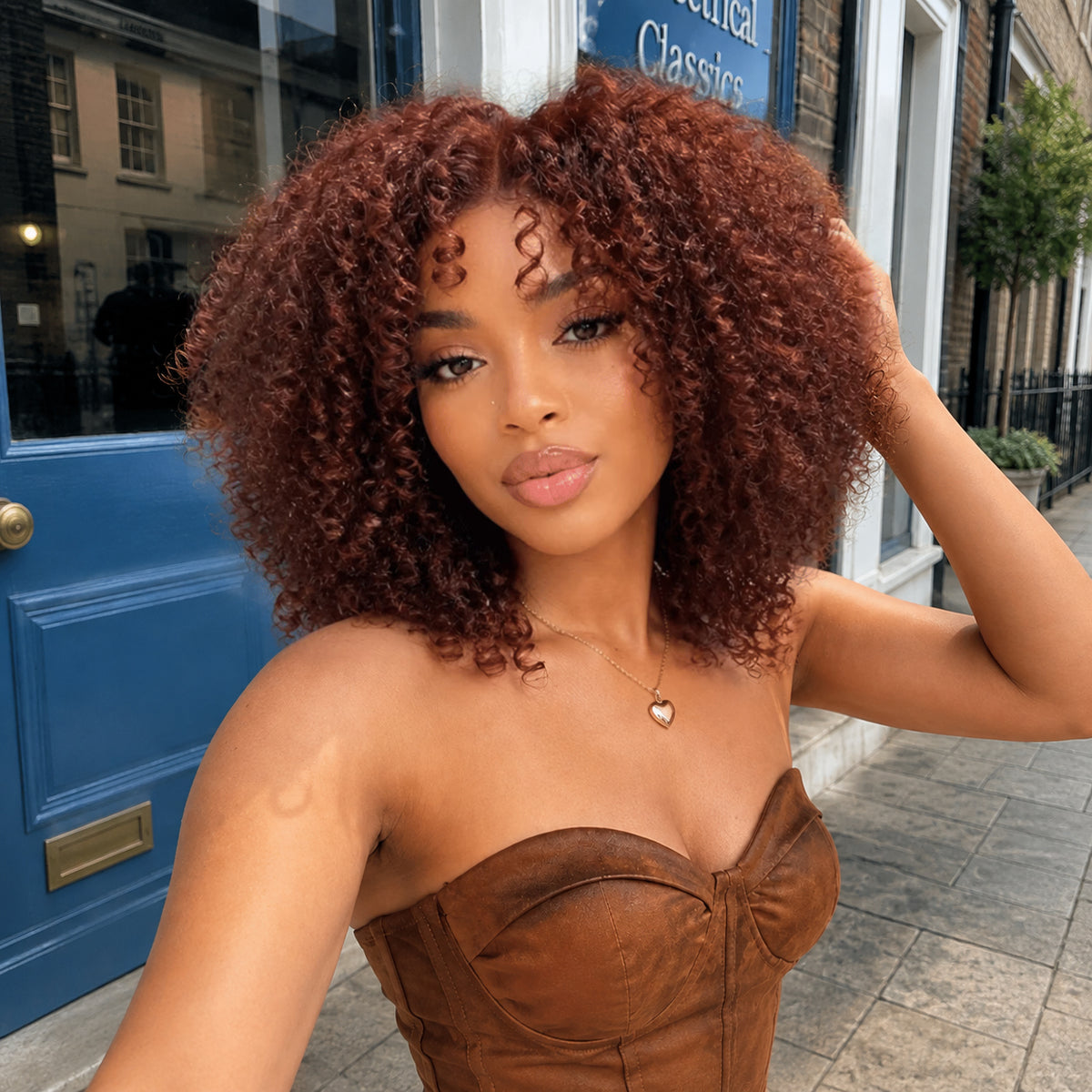 Layered Curly Wig Brown Auburn Color Double Drawn Human Hair Wigs 250% Density Glueless Drawstring 5x5 HD Lace