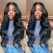 13x6 Full Lace Frontal Pre-Styled Loose Body Wave Wigs With Curtain Bangs Human Hair Pre Bleached Brailian Wigs For Women