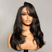 Butterfly Haircut Bangs Wig 13x6 Lace Front Layered Cut Wavy Human Hair Wig