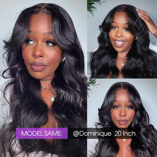 Curtain Bangs Body Wave Glueless 13x4 HD Lace Front Wig for Women 100% Human Hair Pre Plucked Pre Bleached