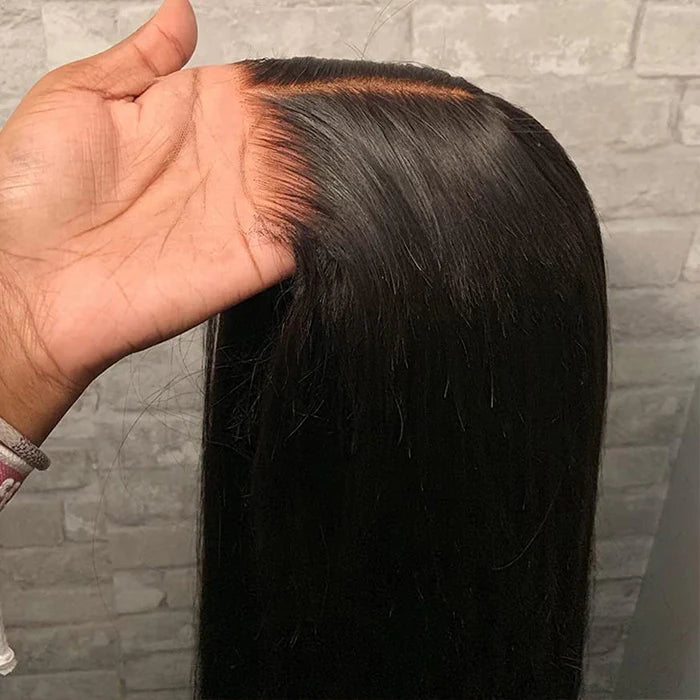 Glueless Straight Wig 8x5 Closure HD Lace 100% Human Hair Wigs With Pre Pleached Knots