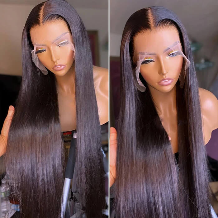 Pre Bleached Knots Silky Straight Invisible HD Lace Front Wig