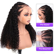Pre Braided Curly Wig 13x4 Skin Melt HD Lace Frontal Wigs With Pre Bleached Knots Glueless Wigs