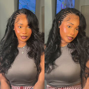 Side Braided Style Glueless Ear-to-ear 13x6 Frontal HD Lace Wig Human Hair Flexi-Fit Drawstring Cap