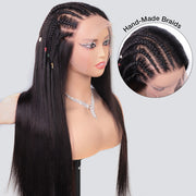 Side Braided Style Glueless Ear-to-ear 13x6 Frontal HD Lace Wig Human Hair Flexi-Fit Drawstring Cap