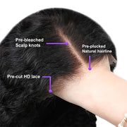 Deep Wave Glueless Wear & Go Wigs 8x5 Pre Cut HD Lace Closure Wigs with Pre Bleached Knots