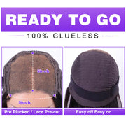 Put On And Go Glueless 8x5 Pre Cut HD Lace Straight Bob Wigs With Pre Plucked & Pre Bleached