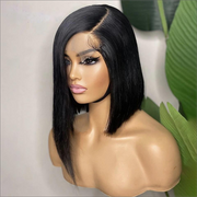 Asymmetrical Blunt Cut Bob Side Part Straight Glueless HD Lace Front Wigs 220% Density