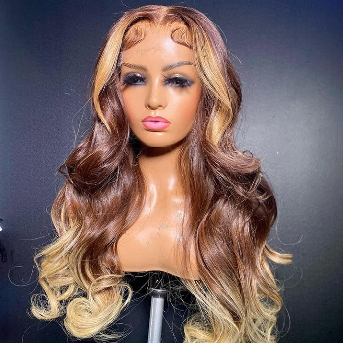 t4/27 ombre skunk stripe wig body wave