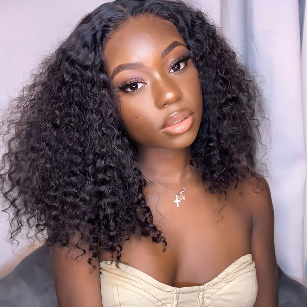 150% Density Short Curly Hair Wigs Pre Plucked 4x4 13x4 HD Lace Wigs