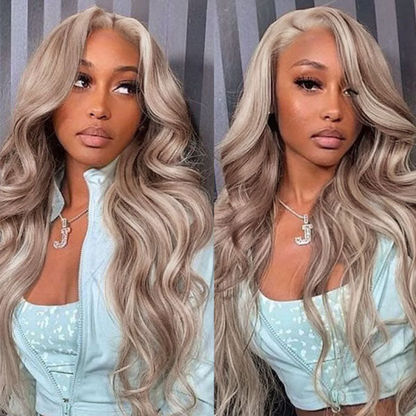blonde highlight body wave hd lace wig