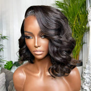 Asymmetrical Side Part Bob Wigs Body Wave Glueless HD Lace Front Wigs 180% Density