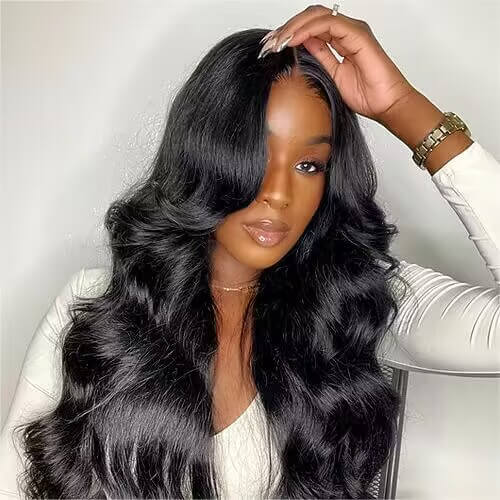 13x6 Full Lace Frontal Pre-Styled Loose Body Wave Wigs With Curtain Bangs Human Hair Pre Bleached Brailian Wigs For Women