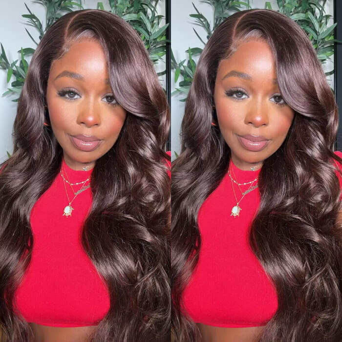 #4 chocolate brown straight hd lace wig