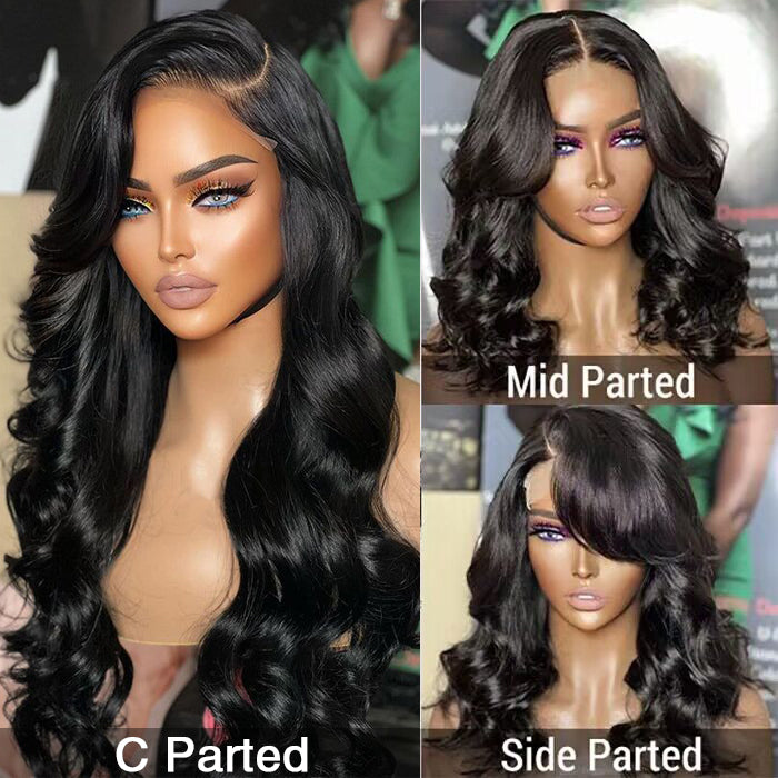 c part body wave glueless lace wigs with bangs