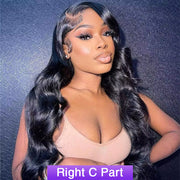 C Part Body Wave Pre Plucked HD Lace Front Human Hair Wigs 180% Density