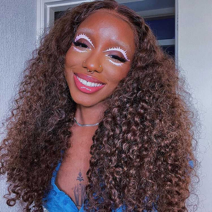 Perruque Synthétique Bouclée Longue Couleur Brun Chocolat - Modèle Adelaide 6 - Bonnet Moyen - Neuf Avec étiquettes