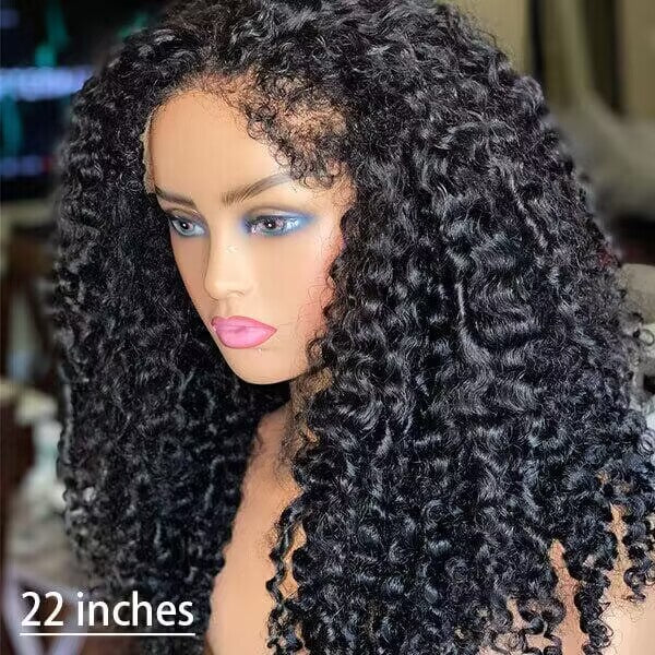 4C Curly Edges Hairline Wig 13x4 HD Lace Front Wigs Human Hair With Cu ...