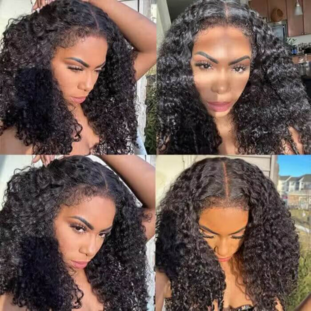 4C Curly Edges Hairline Glueless Curly Lace Front Human Hair Wig With Super Natural Hairline